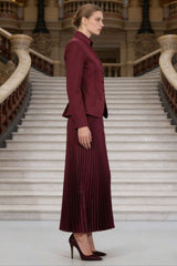 Elegant Two Piece Blazer Pleated Skirt Set