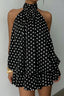 Polka Dot Halter Backless Lace-Up Flared Mini Dress