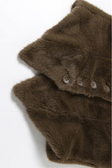 Brown V Neck Fleece Bodycon Tank Top