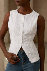 V Neck Single Breated Vintage Waistcoat Tank Top