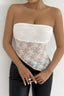 Off Shoulder Lace Trim Ruched Halter Top