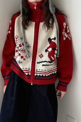 Retro Double Zip Christmas Cardigan