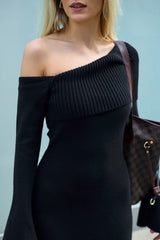 Off Shoulder Foldover Sweater Dress