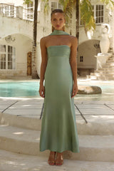 Satin Tie Front Strapless Elegant Prom Dress