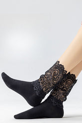 Lace Sheer Mesh Bowknot Frilly Crew Socks