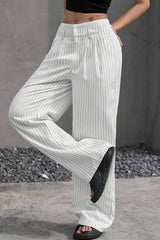 Patchwork Stripe High Waist Straight Pants