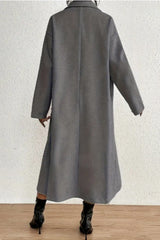 Minimalist Solid Wool Collar Overcoat