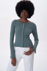 Flare Sleeve Button Cardigan Green / One Size