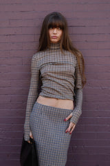 Houndstooth Print High Waist Pencil Skirt Set