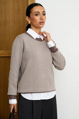 Relaxed Fit Herringbone Knit Sweater