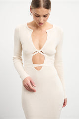 Deep V Hollow Out Knit Sweater Dress