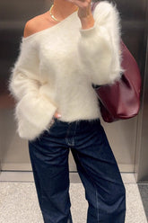 Soft Cozy Off-the-Shoulder Solid Sweater