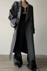 Oversized Lapel Midi Trench Overcoat