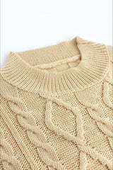 Long Sleeve Cable Knit Backless Sweater Dress