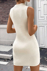 Sleeveless Round Neck Knit Sweater Dress