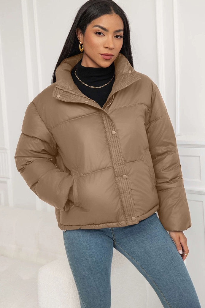 Cropped Stand Collar Puffer Jacket