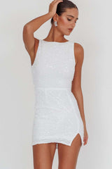 Backless Sleeveless Sequin Mini Dress