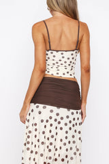 Polka Dot Color Block Cami Crop Top Midi Skirt Set
