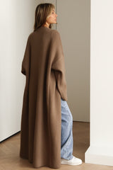 Draped Open Front Knit Overcoat