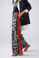 Chic Leopard Print Relaxed Wide Leg Pants