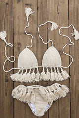Boho Crochet Fringe Two Piece Bikini Set