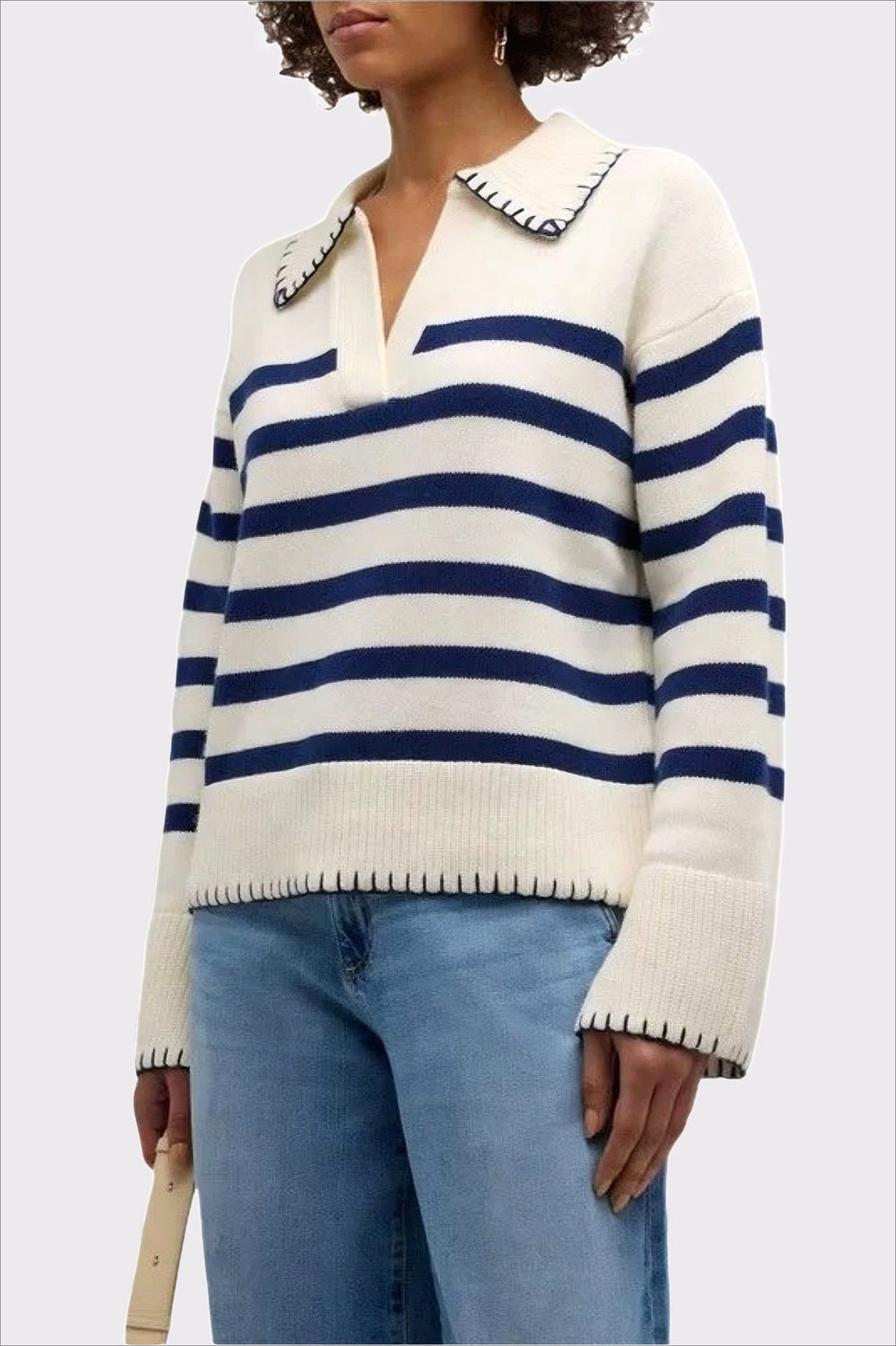 Striped Color Block Polo Sweater