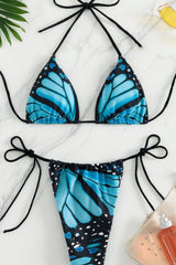 Butterfly Print Tie Side Two Piece Bikini Set