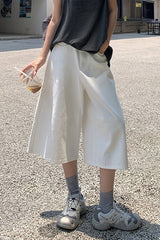 White High Waist Cropped Wide Leg Jeans