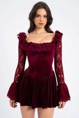 Velvet Bell Sleeve Bodycon Dress