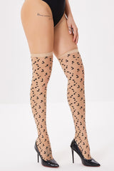 Retro Leopard Print Jacquard Sheer Thigh-High Stockings