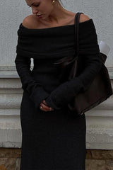 Off Shoulder Knit Sweater Dress