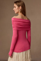 Boat Neck Wool Knit Bodycon Sweater