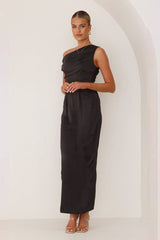Solid Sleeveless Asymmetric Formal Dress