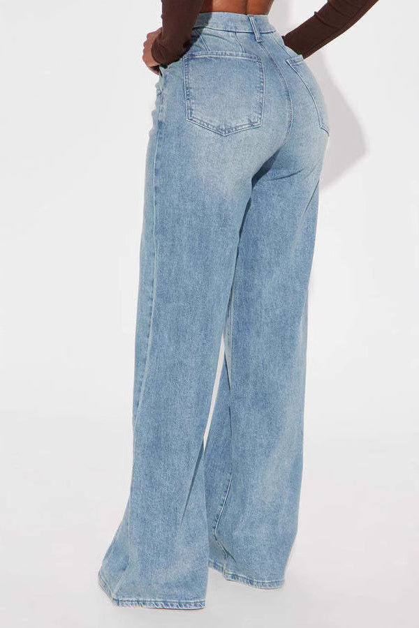 High Waist Straight Leg Jeans
