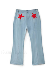 Back Star Patchwork Flare Jeans Flare Jeans