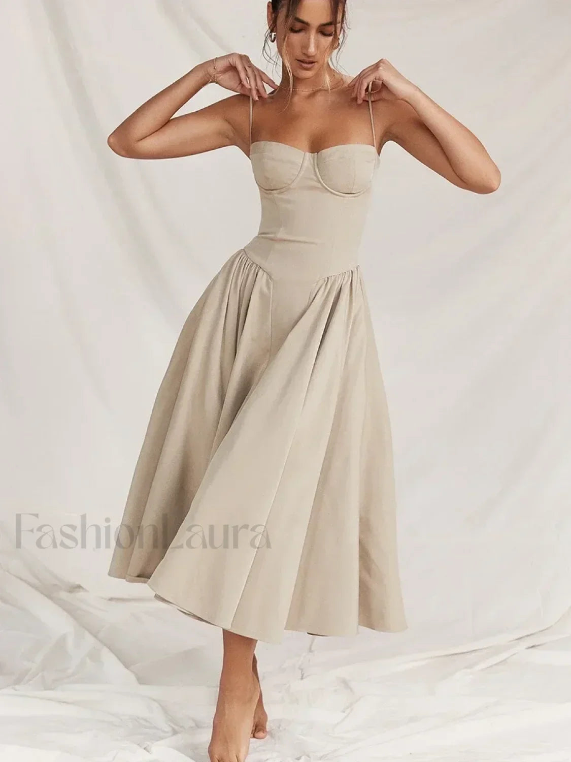 Backless Dropped-Waist Midi Dress – FashionLaura
