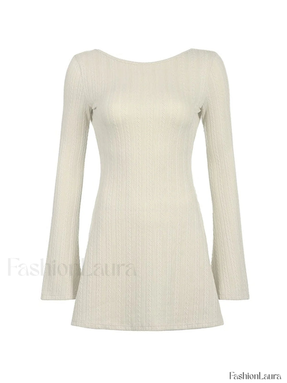 Backless Knitted Long Sleeve Mini Dress Mini Dresses