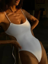 Backless Solid Strap Swimwear One Piece WHITE / S