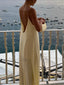 Backless Vacation Satin Long Dress Apricot / XS Dresses