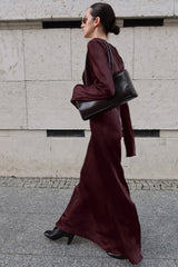 Mermaid U-Neck Satin Solid Color Elegant Maxi Dress