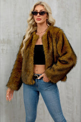 Plush Short Fur Open Cardigan Coat coats