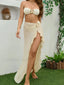 Bandeau Brazilian Skirt Three Piece Set Off White / S
