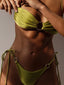 Bandeau Fold String Bandage Bikini Set green / S