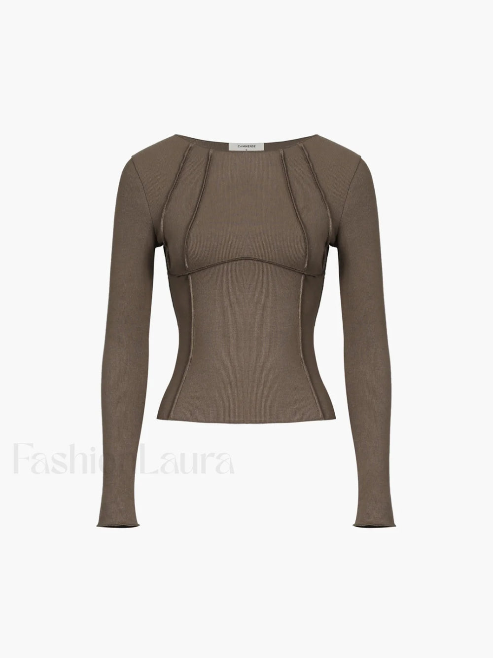 Basic Piping Graceful Long Sleeve Top Brown / XS T Shirts