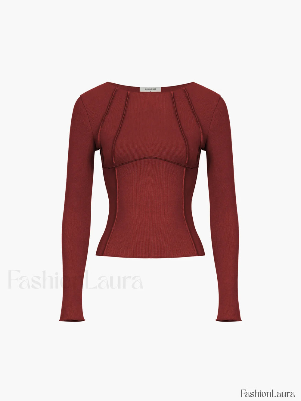 Basic Piping Graceful Long Sleeve Top Red / XS T Shirts