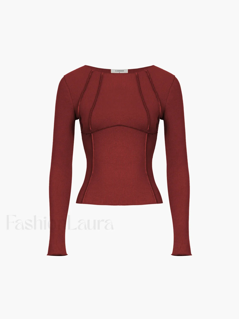 Basic Piping Graceful Long Sleeve Top Red / XS T Shirts