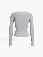 Basic Piping Graceful Long Sleeve Top T Shirts