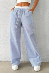 Stripe Plaid Pattern Knit Pants