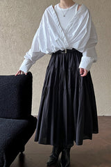 Off Shoulder Structured Peplum Mock Two Piece Blouse