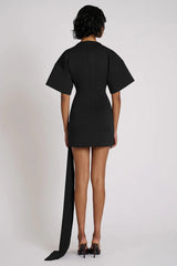 Ruched Tie Detail Bodycon Midi Dress